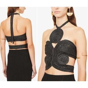 Cult Gaia Archer Crochet Top Black Size L